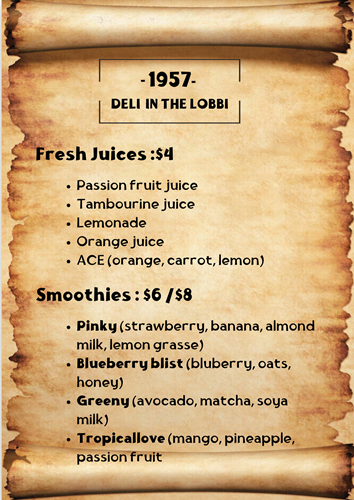 Juice and smoothie menu options